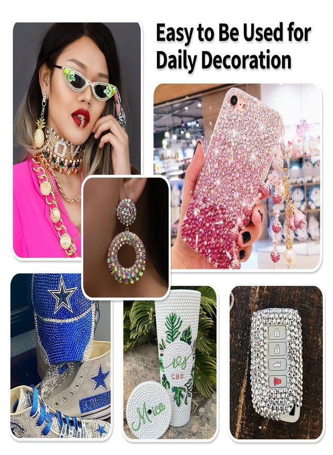 Briskbloom 10000PCS Solid White Rhinestones for Crafts Shoes Clothes Nails, White Flatback Rhinestone Tumbler Bedazzling Kit, Mixed 2/3/4/5/6mm Glue Fix Rhinestone Gems - Image 5
